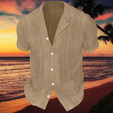 Aidase Summer New Casual Men Cotton Shirts Fashion Striped Printing Beach Shirt For Men Vintage Button-up Turn-down Collar Shirt Tops aidase-shop