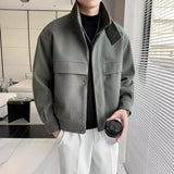 Aidase Autumn and Winter Short Woolen Jackets for Men High-end Green Stand-up Collar Korean Trendy Zipper Casual Men's Jacket aidase-shop