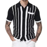 Aidase New Stripe Men Summer Shirt Hot White Print Knit Cotton Short Sleeve Tops Casual Daily Chic Luxury Tees Shirts Male Clothing aidase-shop