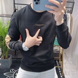 Aidase Slim Fit Black Hoodieless Sweatshirt for Men Round Neck Pullover White Male Clothes Crewneck Emo High Quality S Luxury Cheap Top aidase-shop