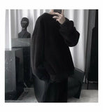 Oversize Sweatshirt Solid Color Lamb Hair O-Neck Long Sleeve Men's Sweatshirt Korean Fashion Loose Hoodies Streetwear Harajuku aidase-shop