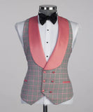 Aidase Pink Plaid Men Suit Tailor-Made 2 Pieces Blazer Vest One Button Wide Lapel Wedding Groom Fashion Business Causal Prom Tailored aidase-shop