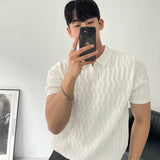 Aidase Summer Clothing Men's Light Luxury Knitted Jacquard Polo Shirt V-Neck Solid Color Short-sleeved Korean Popular Leisure Knitwear aidase-shop