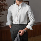 Aidase Spring  Men Business Solid Color Shirt Long Sleeve Slim Fit Hairstylist Shirts Men Office Tuxedo Shirt Social aidase-shop