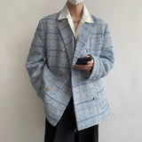 Aidase Double Breasted Men's Coat Loose Thickened Tweed Suit Spring Autumn Casual Korean Fashion Male Blazer aidase-shop