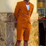 Aidase Summer Solid Color Custom Made Peak Lapel Men Suit 2 Pieces Wedding Bridegroom ( Jacket + Short Pants  ) aidase-shop