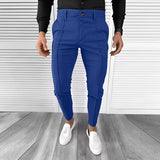 Aidase New Spring Men Casual Pants Streetwear Fashion Pure Color Mid Waist Slim Fit Pencil Pants For Male Vintage Pleated Suit Trouser aidase-shop