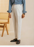 Aidase Linen  Retro Casual Pant British High Waist Pants Office-trouser Men Dress White Pant Trouser Straight Leg Pant Naples aidase-shop