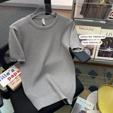 Aidase  Summer Slim Fitness Stretch T-shirt Men Tee Tops Ice Silk Short Sleeve Round Collar Tee Shirt Mens Solid Color T Shirt aidase-shop