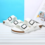 40.85Aidase New Summer Beach Vacation Cork Slippers Casual Double Buckle Non-slip Clogs Slides Man Women Slip on  Soft Sole Flats Shoes aidase-shop