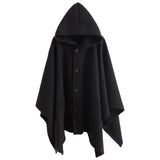 Aidase Men Dark Style Mid-Length Casual Hooded Cape Autumn And Winter Genderless Fashion Retro Loose Solid Color Shawl Cape Unisex aidase-shop