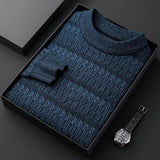 Men's Striped Knitwear Round Neck Straight Sleeve Pullover Fashion City Simple Warm Sweater aidase-shop