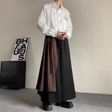 Aidase  Men Double Layer Chinese Calligraphy Splicing Irregular Culottes 2024 New Genderless Waist Strap Loose Wide Leg Pants Unisex aidase-shop