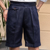 Aidase Summer Vintage Denim Naples Shorts Gentlemen's Italian Suit Short Mens High Quality Short Men Pantalones Homme