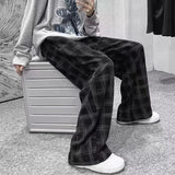 Aidase Autumn Corduroy Pants Men Casual Plaid Straight Pant Male Hip Hop Male Loose Trousers for Man