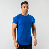 Aidase New Fashion Plain Tops Tees Fitness Mens T Shirt Short Sleeve Muscle Joggers Bodybuilding Tshirt Male Gym Clothes Slim Fit Shirt aidase-shop