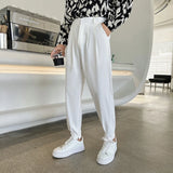 Aidase New Fashion Spring Summer Pants Men Tapered Bottom Slit Trousers Korean Style White Khaki Black Elastic Waist Casual Pants Man aidase-shop