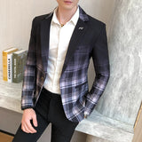 Aidase Spring New Colorblock Plaid Blazer Men Slim Casual Man Blazers Wedding Business Party Clothing Dress Coat Blazer M-3XL aidase-shop