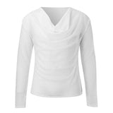 Aidase Mens Sexy See-Through Mesh Long-Sleeved Top 2024 New Genderless Nightclub Individuality Youthful Thin Low-Cut T-Shirt Unisex aidase-shop