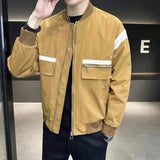 Aidase Year Spring and Autumn Handsome Turn-down Collar Men's Clothing Chao Pai Casual All-match Contrast Color Coats Jackets Tops aidase-shop