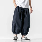 Spring Summer Men's Hip Hop Retro Haren Pants Japanese Trendy Casual Wild Large Size Harajuku Solid Color Jogger Casual Pants aidase-shop