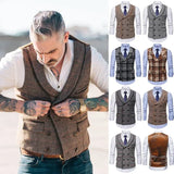 Aidase mens outfits Men's Fashion Double Breasted Vest V-neck Casual Gentleman Waistcoat Wedding Business Suit Vest