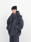Aidase  Winter Thick Warm Oversized Dark Grey Sherpa Jacket Men with Hood Zip Up Fluffy Loose Casual Faux Lamb Fur Coat 2022 aidase-shop