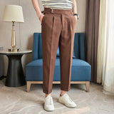 Aidase Men's High-end Linen Pants with Texture, Naples Design, Ankle-length Pants Slim Fit Men's Dress Pants 2024 High Quality aidase-shop