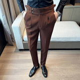 Aidase High Waisted Suit Pants for Men 2024 New Solid Color Formal Pantalones Hombre Casual Slim Fit Dress Pants Trousers Men Clothing aidase-shop