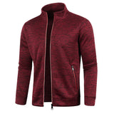 Autumn Winter Men's Zipper Knit Long Sleeves Thin Cashmere Fashion Top Sweater Coat aidase-shop