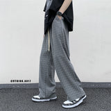 Aidase Summer/Autumn Plaid Pants Men Loose Casual Straight Trousers for Male/Female Harajuku Hip-hop Streetwear Wide-leg Mopping Pants aidase-shop