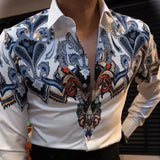 Aidase Spring Autumn New Fashion Printing POLO Collar Long Sleeve Shirts Men's Clothing Youth Slim Quick Drying Korean Cardigan Blouses aidase-shop