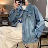 Aidase Black Denim Short Jacket Men Jeans Jacket Coats Casual Windbreaker Pockets Overalls Bomber Streetwear Man Clothing Outwear aidase-shop