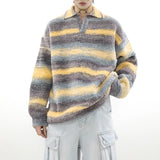 Winter Men's Woolen Sweater Striped Lapel Pullovers Fashion 2023 New Imitation Mink Wool Knitwwear Trend Clothing aidase-shop