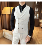 Aidase High Quality Double-Breasted Solid Men Vest Coat Korean Style Business Slim Fit Male Waistcoat Groom Wedding Dress Suit Vests aidase-shop