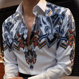 Aidase Spring Autumn New Fashion Printing POLO Collar Long Sleeve Shirts Men's Clothing Youth Slim Quick Drying Korean Cardigan Blouses