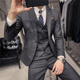 Aidase 6XL 7XL (Jackets+Vest+Pants) Male Korean Blazers Slim Check British Business Suit Men Three Piece Wedding Bridegroom Man Dress aidase-shop