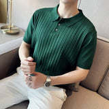 Aidase New Trendy Slim Fit Polo Shirt for Men with Half Sleeves, Fold-over Collar, Ideal for Golf and Summer Casual Wear in Green