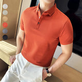 Aidase Summer Thin Cotton T-shirt, Comfortable High-Grade Polo Shirt, Men's Solid Color Short Sleeve Lapel Camel Golf,2024 NEW aidase-shop