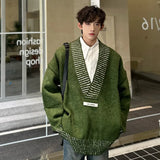 Aidase Versatile Men's Wear Pullovers New Chic V-neck Sweater Trend Korean Style Male Top 2024 Autumn Winter Oversize 9C3683