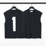 Aidase Printed Oversized Tank Top Sport Tshirt Men's Black Cotton Sleeveless T-shirts Summer Streetwear Vests Y2k