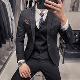 Aidase 6XL 7XL (Jackets+Vest+Pants) Male Korean Blazers Slim Check British Business Suit Men Three Piece Wedding Bridegroom Man Dress aidase-shop