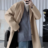 Aidase Autumn Winter Long Style New Korean Trend Woolen Men's Clothing Jackets Fabric British Slim Fit Woolen Fabric Thickened Y2K Tops aidase-shop