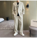 Aidase Fashiion Ivory Loose Suits For Men Boyfriend Clothing 2024 New Casual Jacket Pants 2Pcs Set Custom Made Male Wear costume homme aidase-shop