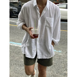 Aidase Cotton Linen Fabric Men's Shirt Thin Coat, Summer New Korean Style Breathable Shirt, Casual Loose