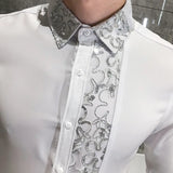 Aidase Sequin Wedding Dress Shirt Korean Men Clothes 4xl Black White Mens Lace Shirt Long Sleeve Slim Fit Social Dress Shirt aidase-shop