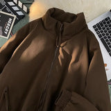 59.93Aidase Hip Hop High Street Trend Men and Women Retro Personality Stand up Collar Cotton Coat Thick Coat Couple Winter American Casual aidase-shop