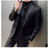 Aidase Fall Men Streetwear Suit Jacket Leather Jacket Vintage Double Breasted Blazer Hombre Business Casual Suit Blazer Coat Uniform aidase-shop