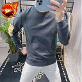 Aidase Slim Fit Black Hoodieless Sweatshirt for Men Round Neck Pullover White Male Clothes Crewneck Emo High Quality S Luxury Cheap Top aidase-shop