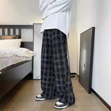 Aidase Autumn Corduroy Pants Men Casual Plaid Straight Pant Male Hip Hop Male Loose Trousers for Man